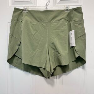 Athleta Green Athletic Shorts Relaxed Fit Mid-Rise SZ 2X